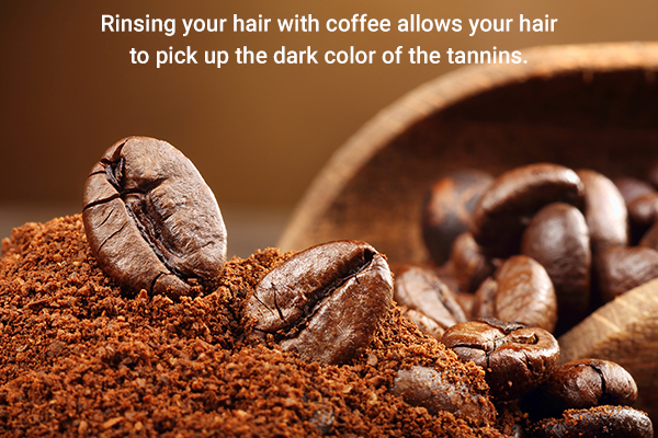 rinsing hair with coffee imparts a dark color to your hair
