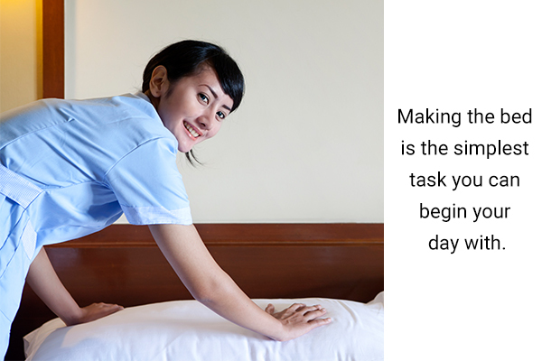 making the bed is the simplest healthy habit to incorporate after waking up